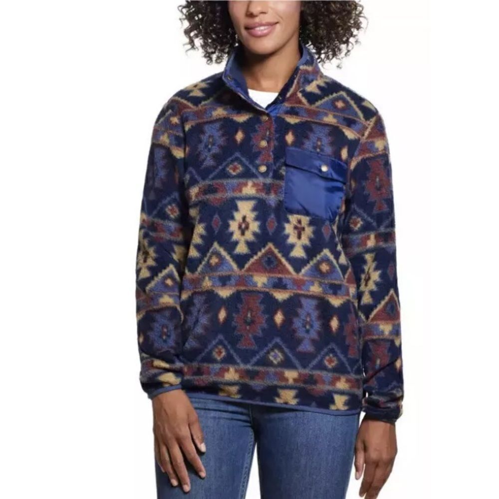 Weatherproof Vintage Snap Placket Fleece Pullover Sweater Aztec - Size Xs - Nwt